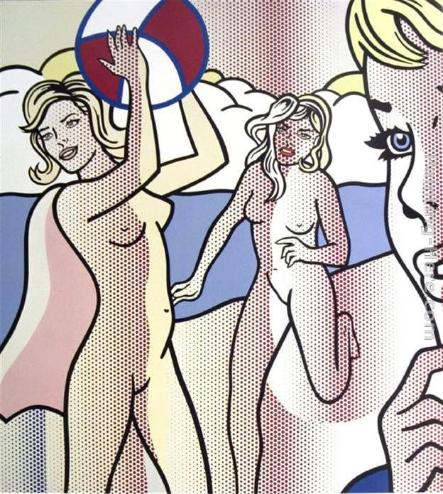 Nudes with Beach Ball painting - Roy Lichtenstein Nudes with Beach Ball art painting